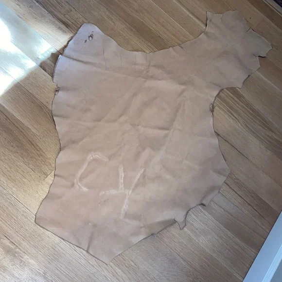 Cowhide Leather Suede Hide Scrap Natural Undyed w/ Branding Brand Crafting Craft - Picture 4 of 12